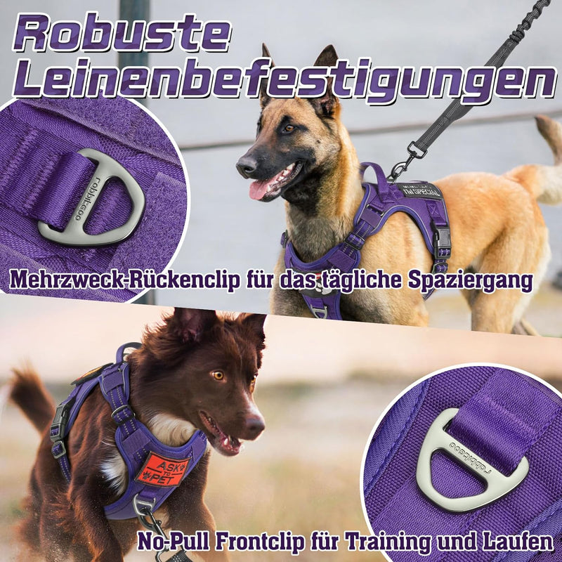 rabbitgoo Hundegeschirr Kleine Hunde, Anti Zug Geschirr Hund Verstellbar mit Griffe Verbreitert, Rob