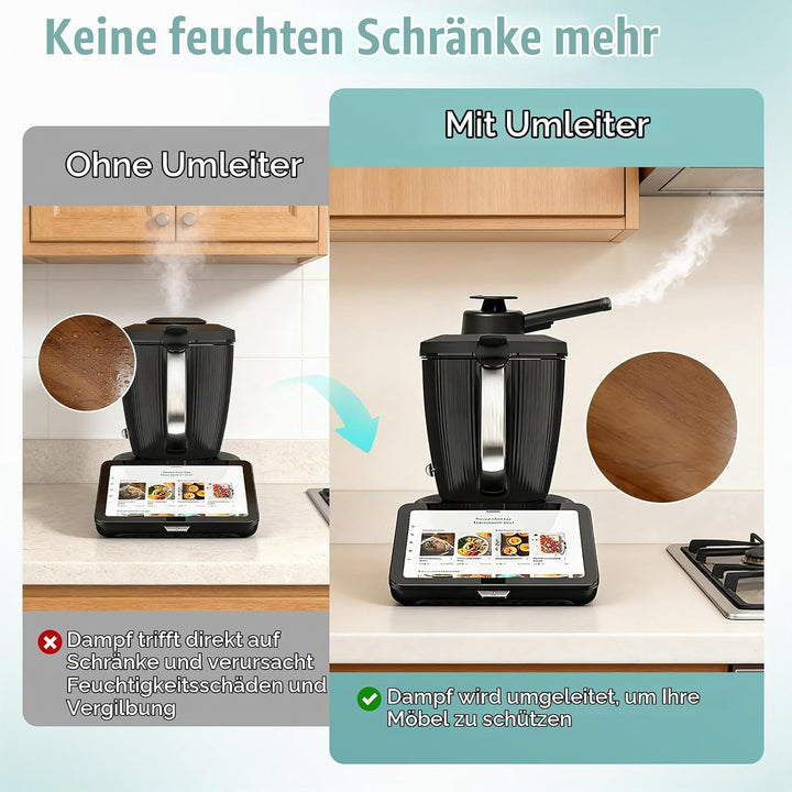Dampfumleiter kompatibel mit Thermomix TM7, Zubehör mit Sicherheitsgriff, Dampfumlenk Aufsatz zur Sc