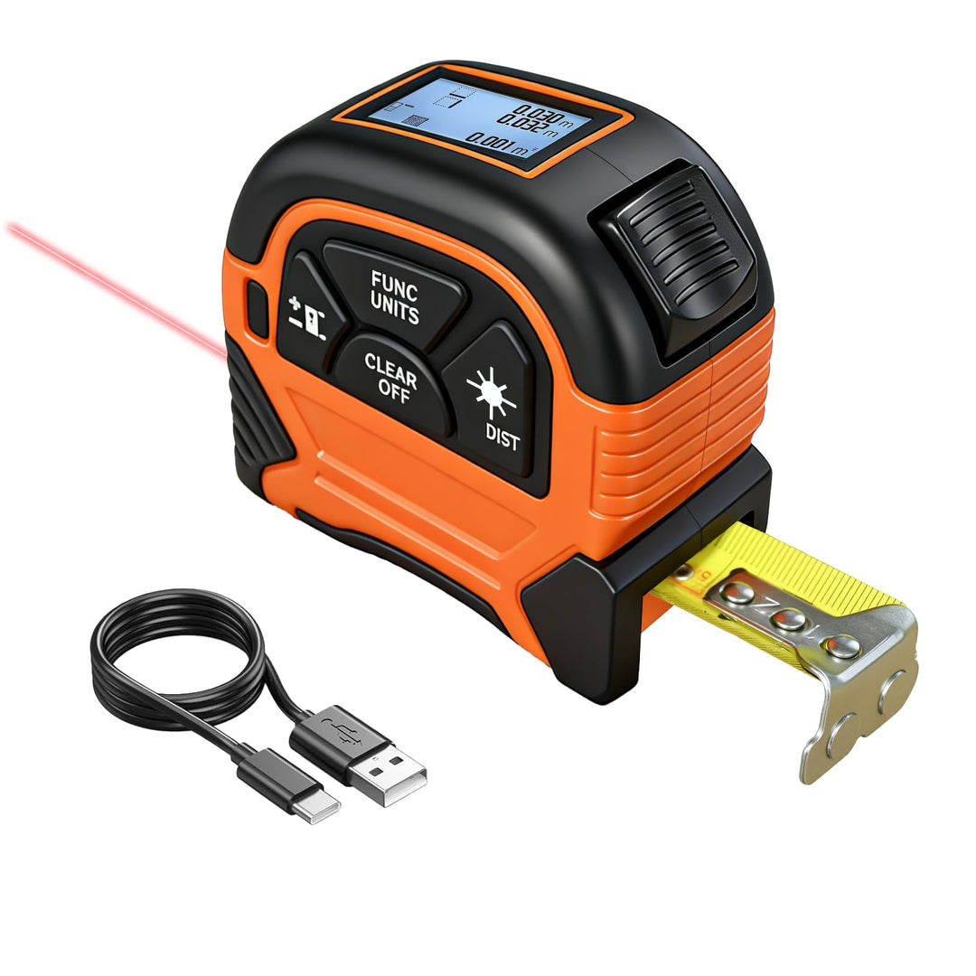 2 in 1 Laser Massband - ansigtny Laser Entfernungsmesser 60 m &amp; 5 m Massband mit LCD-Display Unterst