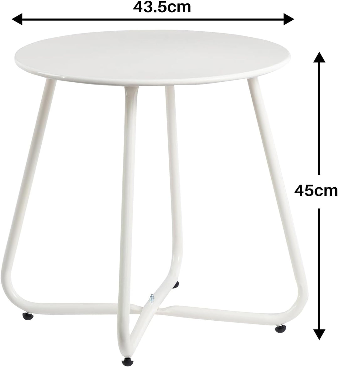 HollyHOME Beistelltisch Outdoor Balkontisch Klein Gartentisch Rund Beistelltisch Metall Wetterfest L