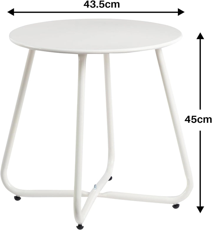 HollyHOME Beistelltisch Outdoor Balkontisch Klein Gartentisch Rund Beistelltisch Metall Wetterfest L