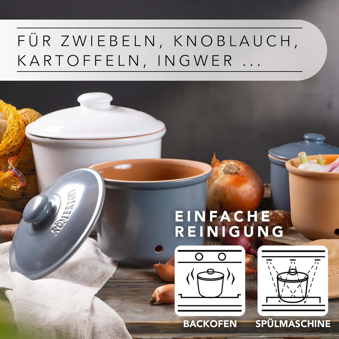 Römertopf Zwiebeltopf aus Naturton Frische-Topf Maxi Keramik Vorratstopf 2,8 Liter 1,9 Kg, 1,9 Kg