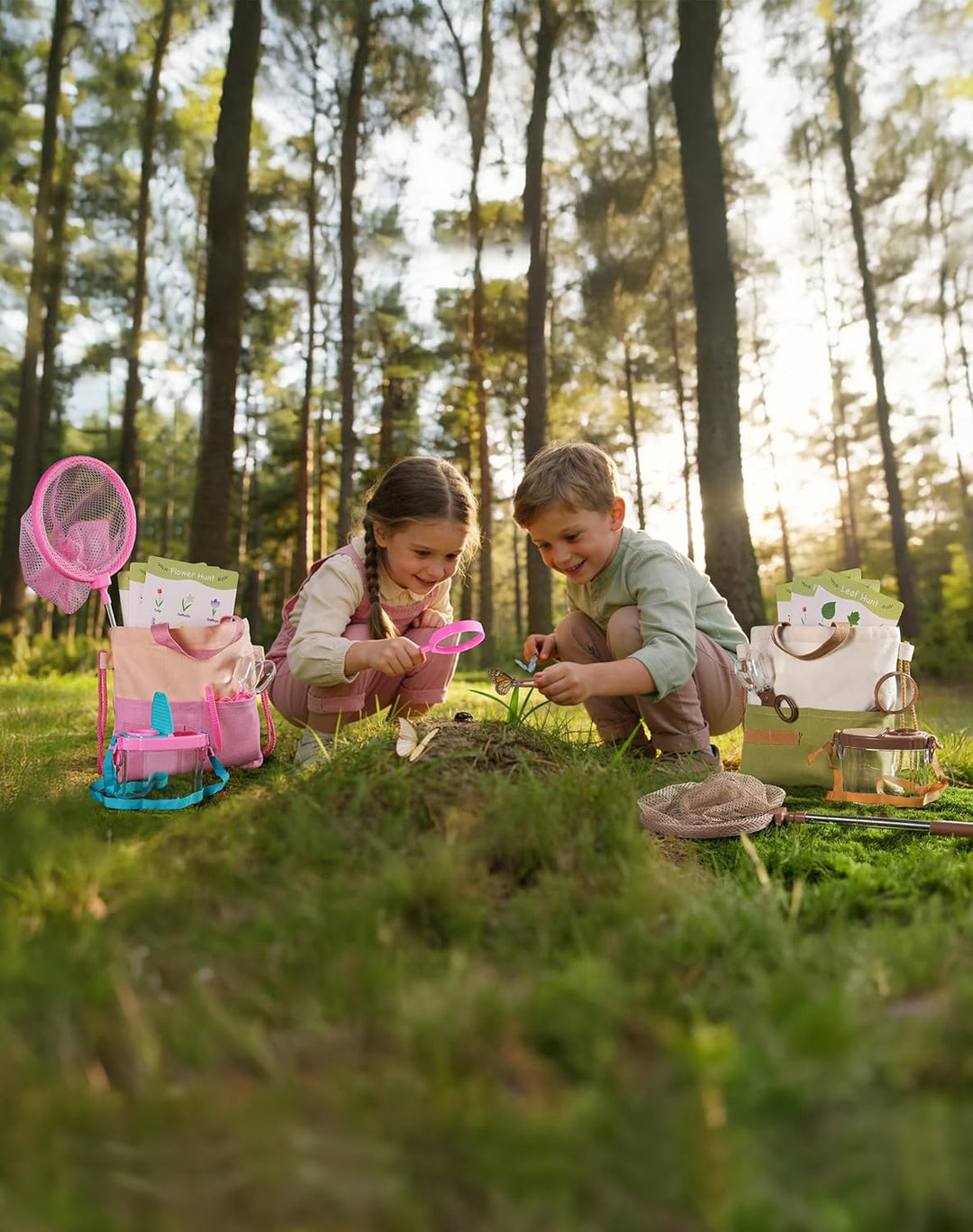 ROBOTIME Insektenfänger & Kinder-Entdecker-Set, 2 Kinder Schmetterlingsfänger-Explorerset, Komplette
