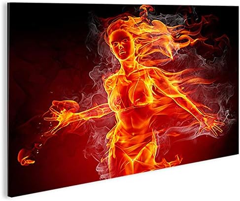 islandburner Bild Bilder auf Leinwand Fire Girl 1p XXL Poster Leinwandbild Wandbild Dekoartikel Wohn