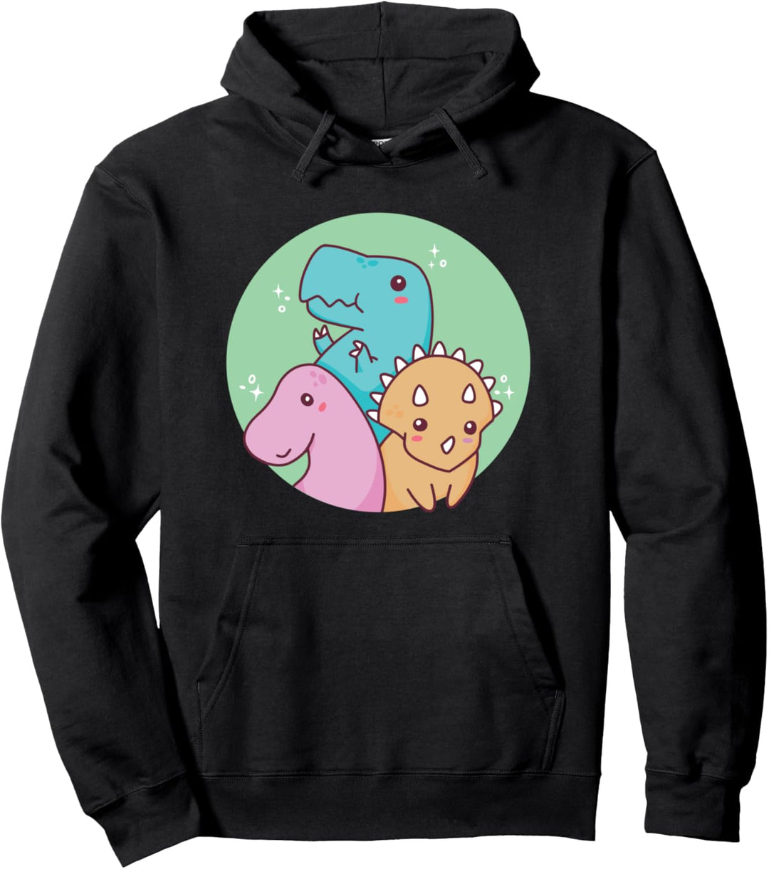 Niedliches Dinosaurier-Design mit drei Baby-Dinosauriern. Pullover Hoodie