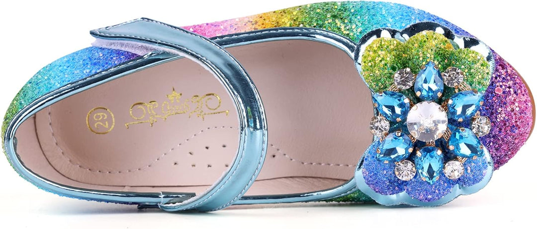 Prinzessin Schuhe Mädchen High Heels Sandalen Mädchen Pailletten Party Pumps Kinder 25 EU Blau 5, 25