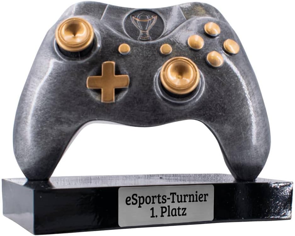 Deitert Esports Pokal mit Gravur, Maus Gaming Controller mit Wunschtext, Gamer Deko, Trophäe mit Gam