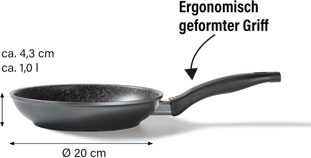 STONELINE Made in Germany Bratpfanne 20 cm, antihaft beschichtete Pfanne mit echten Steinpartikeln,