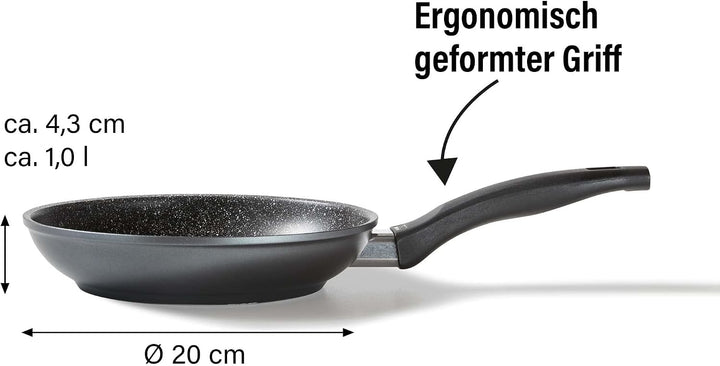 STONELINE Made in Germany Bratpfanne 20 cm, antihaft beschichtete Pfanne mit echten Steinpartikeln,