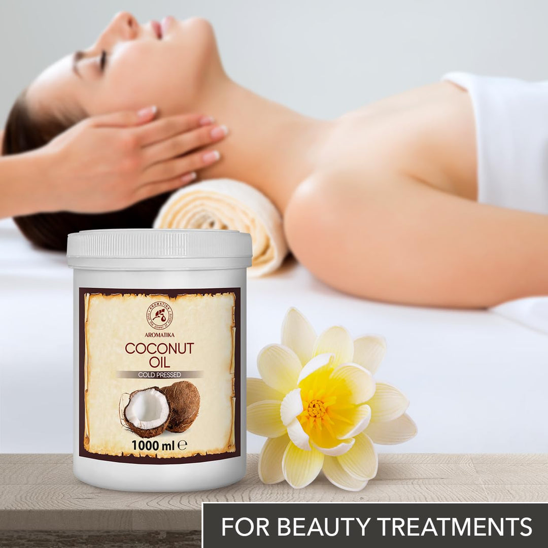 Kokosöl 1000ml - Cocos Nucifera - Indonesien - Kaltgepresst - Reines Kokosnussöl - Unraffiniert - In