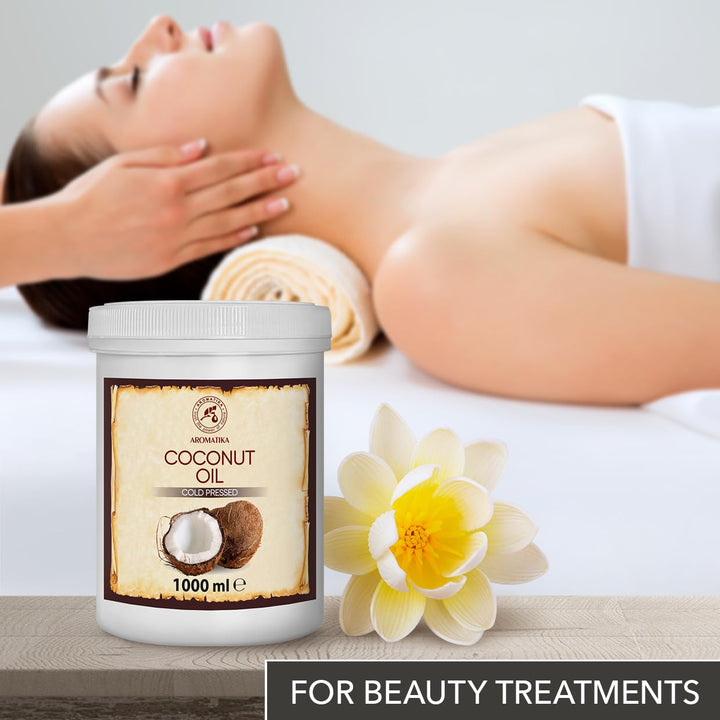 Kokosöl 1000ml - Cocos Nucifera - Indonesien - Kaltgepresst - Reines Kokosnussöl - Unraffiniert - In