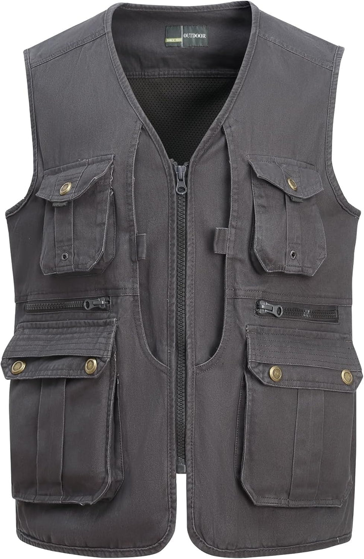 Herren Outdoor Weste Anglerweste mit Vielen Taschen Freizeit Jagd Herrenwesten Sommer Camping Multif