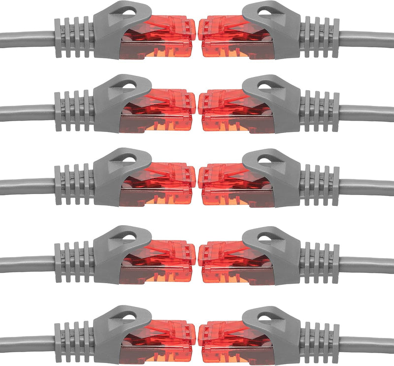 BIGtec - 10 Stück - 15m Gigabit Netzwerkkabel Patchkabel Ethernet LAN DSL Patch Kabel grau (2x RJ-45