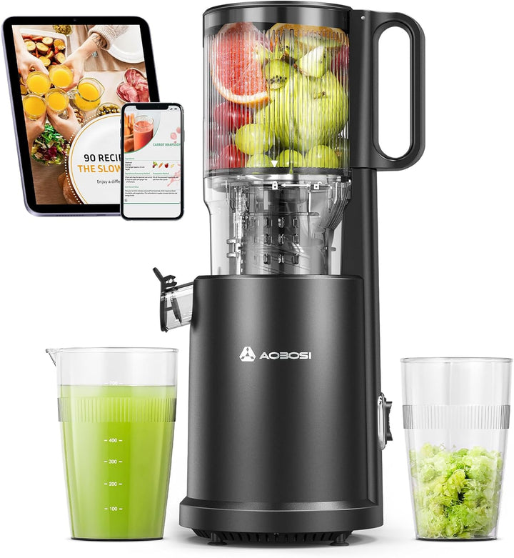 AOBOSI Slow Juicer 126MM Super Large Feed Chute for Whole Fruits and Vegetables, Kauender Entsafter