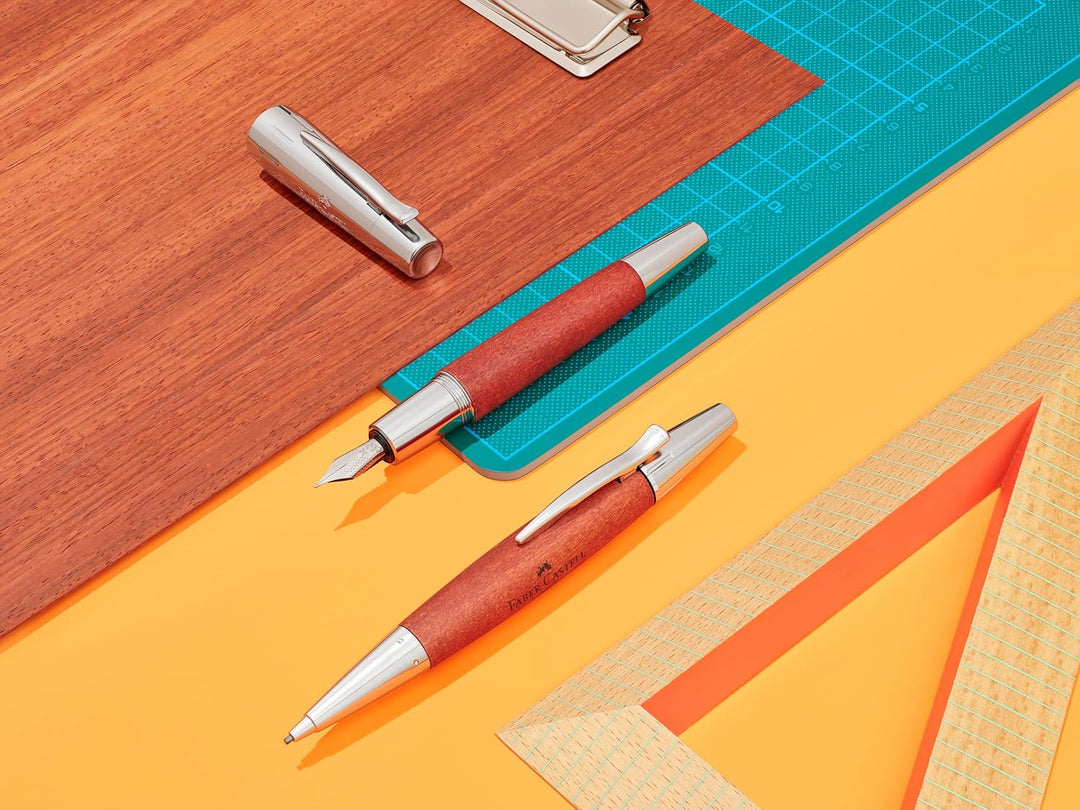 Faber-Castell 148203 - Füller e-motion Holz, braun, Federbreite B, inkl. Geschenkverpackung und Konv