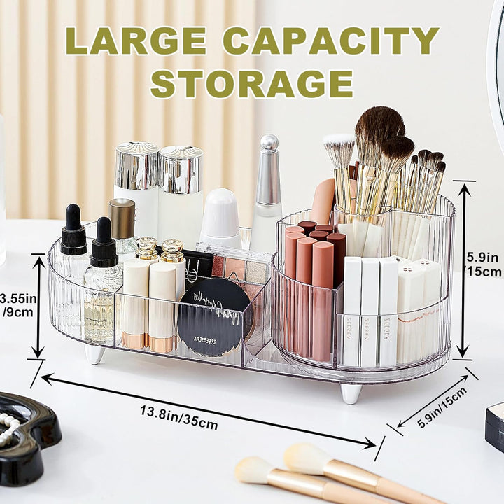 Make up Organizer 360° Drehbar, Grosser Bad Kosmetik Organizer mit Aufbewahrungsbox für Schminktisch