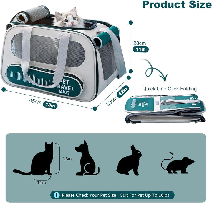PETCUTE Haustier Tragetasche,Faltbare Hundetasche katzentragetasche mit Herausnehmbarer Matte,Atmung