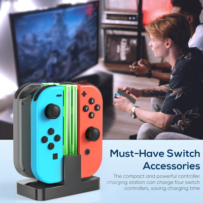 FYOUNG Switch Controller Ladestation Kompatibel mit Nintendo Switch/Switch OLED Modell Joy Con, Quad