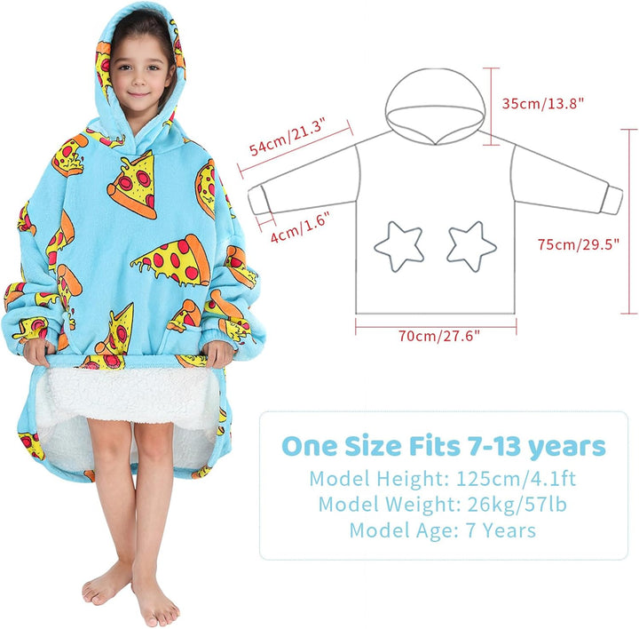 Wenlia Übergrosse Hoodie Blanket für Mädchen, Kinder Flanell Sweatshirt Decke Kuschelpullover, Einho