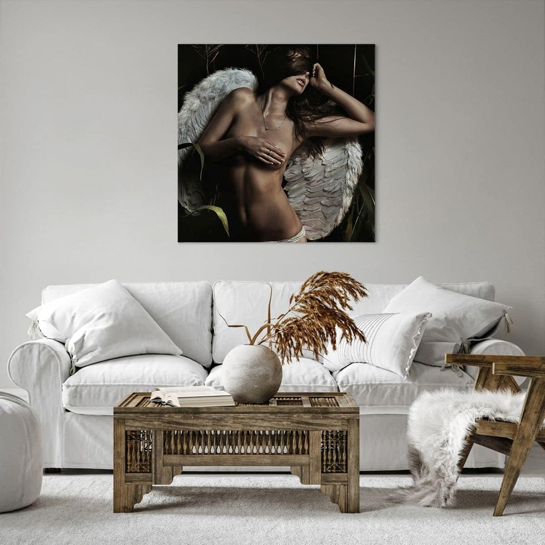ARTTOR Bilder auf Leinwand 70x70cm Leinwandbild Engel Schönheit Körper Gross Wanddeko Bild Schlafzim