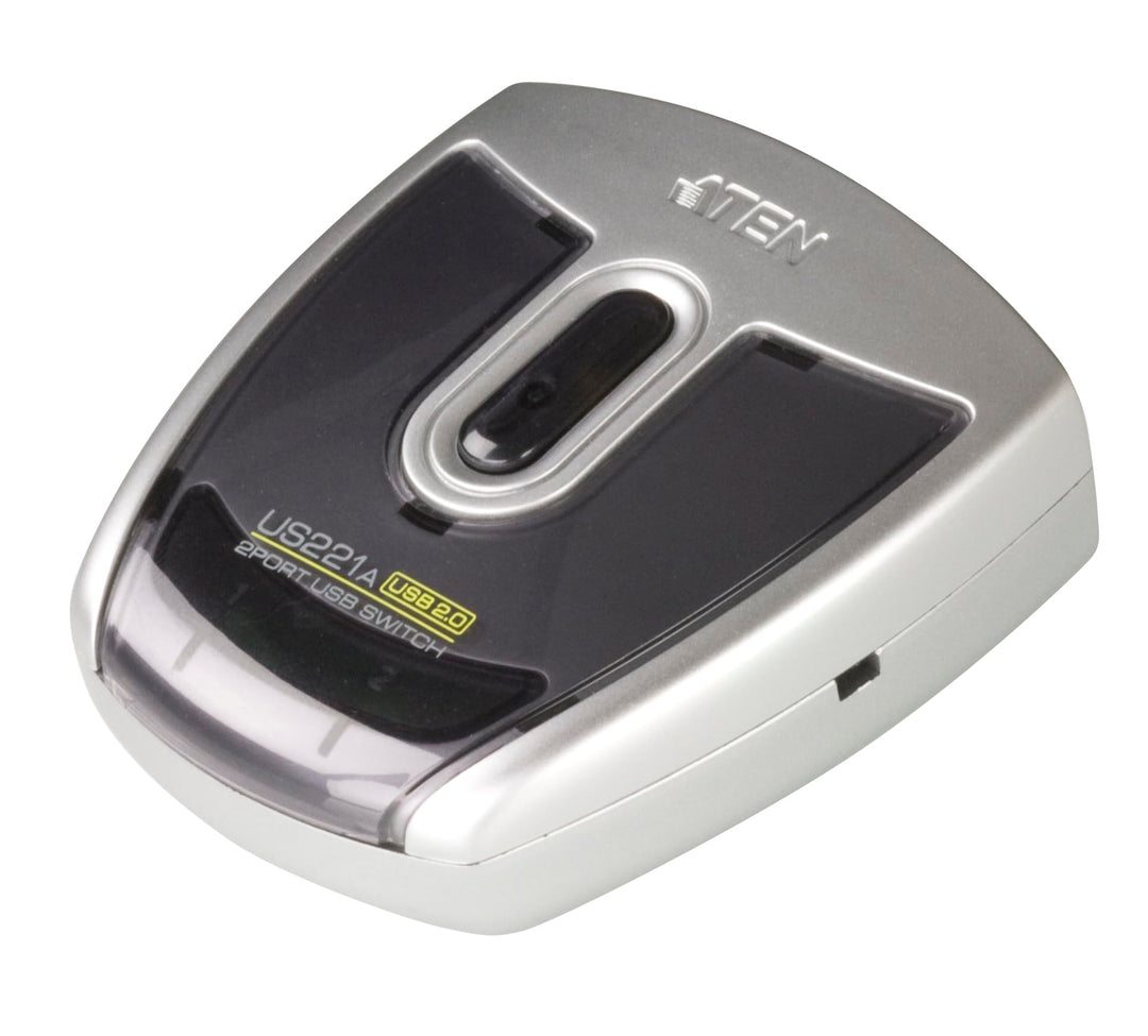 ATEN 2-Port USB 2.0 Peripheral Switch, Schwarz, Silber