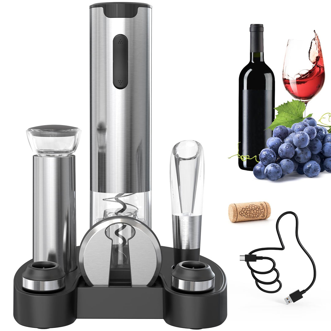 CIRCLE JOY Elektrischer Korkenzieher, wiederaufladbarer elektrischer Weinöffner, Wein-Geschenkset mi