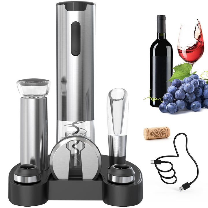 CIRCLE JOY Elektrischer Korkenzieher, wiederaufladbarer elektrischer Weinöffner, Wein-Geschenkset mi