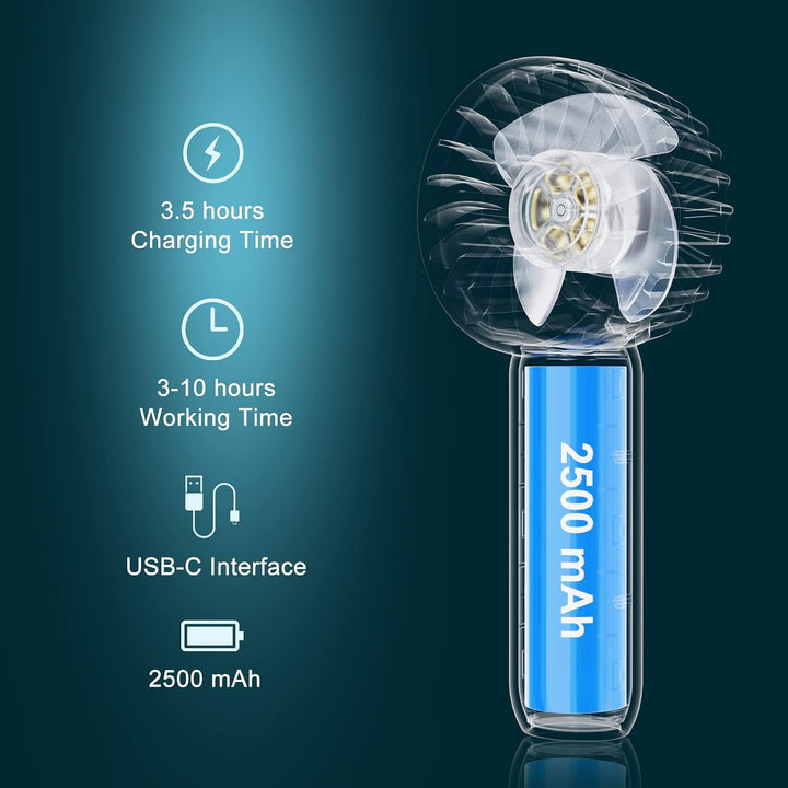 VEMONT Handventilator Mini Ventilator Persönlicher Tragbarer Hand Ventilatoren USB wiederaufladbarer