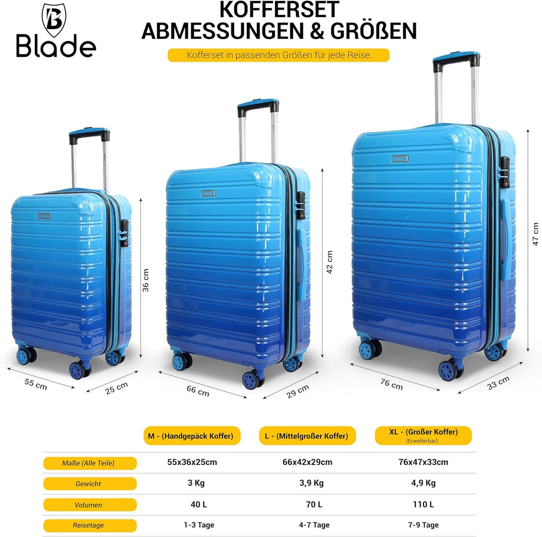 Blade Erweiterbares Handgepäck - Hartschalen Koffer Trolley - Leichter Reisekoffer Handgepäck aus AB