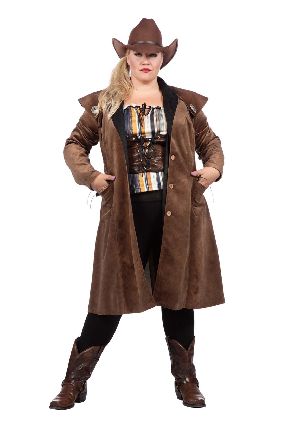 WILBERS & WILBERS 320432 - Western Mantel Jane für Damen, braun, Cowboy Look, Karneval, L