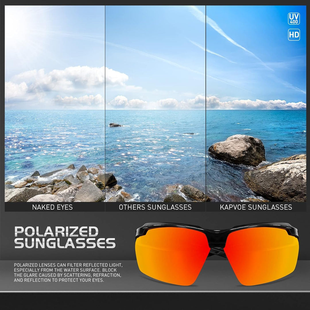 KAPVOE Fahrradbrille Polarisiert Sonnenbrille Sportbrille MTB Brille Radbrille Herren Damen Rennrad