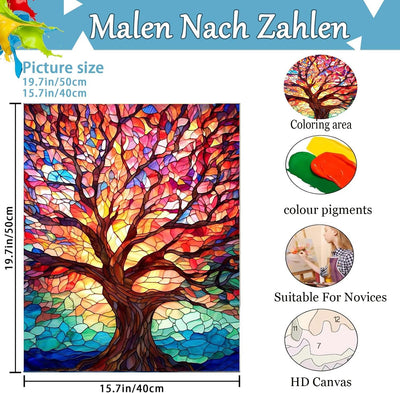 Qianbaiuk 2 Stück Malen Nach Zahlen Erwachsene Baum des Lebens-Malen Nach Zahlen Baum,DIY Acrylpigme