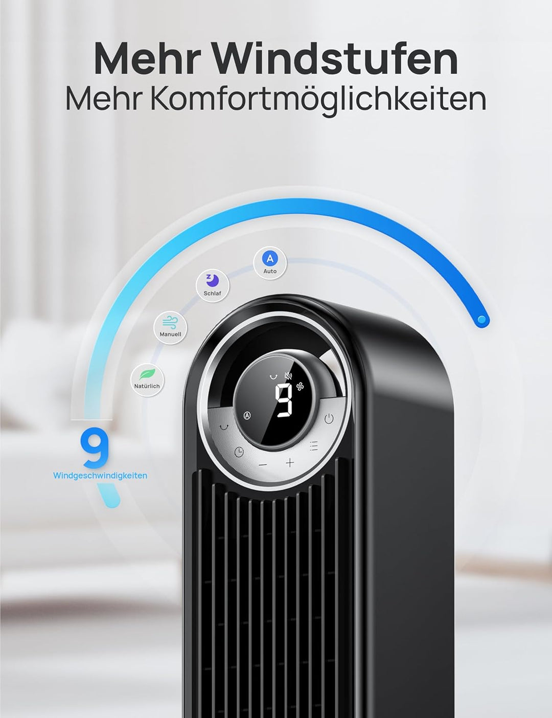 Dreo Smart Leiser Turmventilator mit Kühlung, 106cm WiFi Alexa Tower Fan, 90° oszillierender Ventila