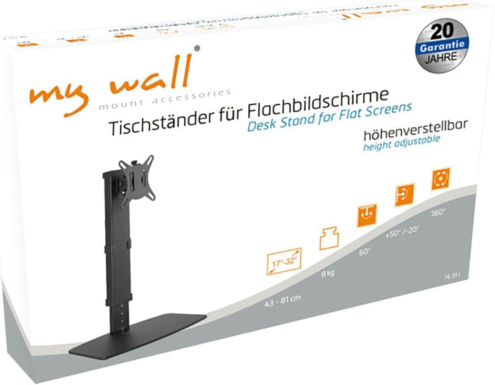 myWall HL 55 L Monitor Ständer Tischständer Halterung für Bildschirme 17 Zoll - 32 Zoll (43-81 cm),