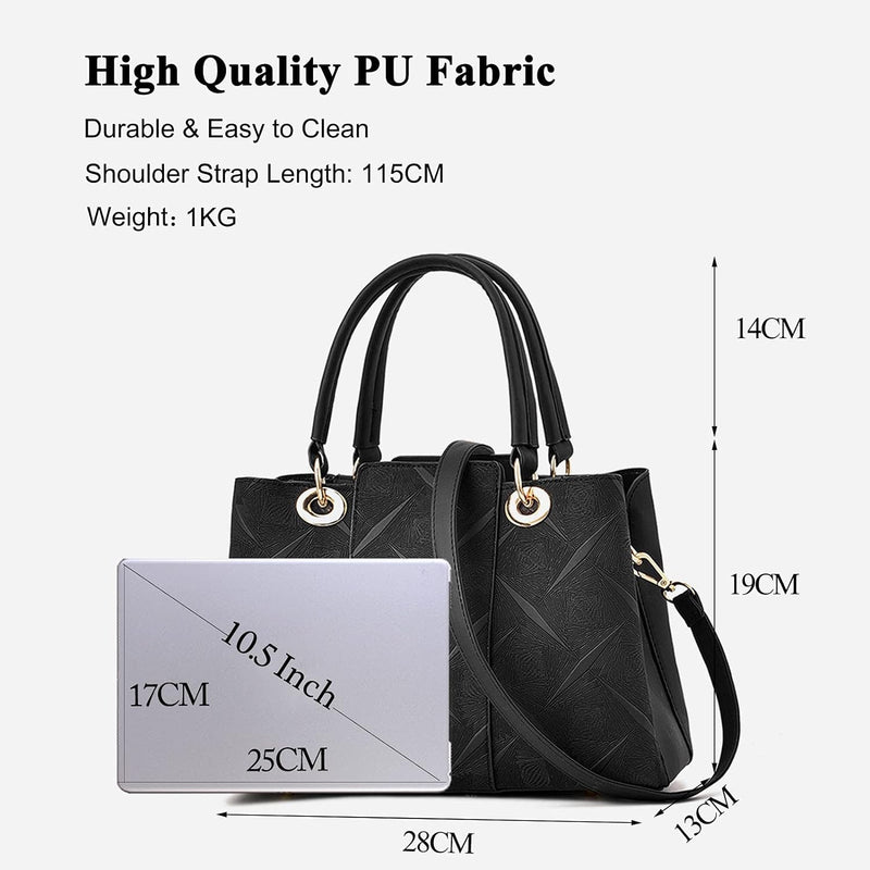 FANDARE Elegante Umhängetaschen Damen Schultertasche Dimensional Carving-Muster PU Leder Wasserdicht