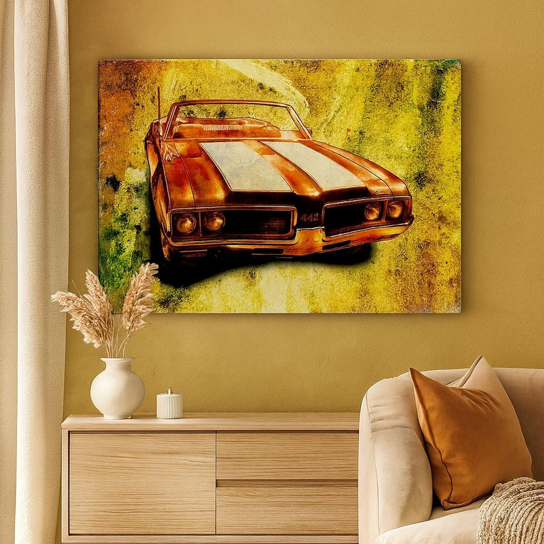 Bilder auf Leinwand 100x70cm Leinwandbild Auto Geschwindigkeit Cabriolet Gross Wanddeko Bild Schlafz