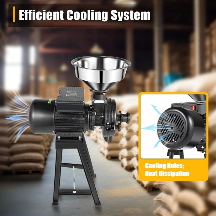 Getreidemühle Haferquetsche 220V 2200W Hohe Leistung Gusseisen Schrotmühle Zerkleinerungsgeschwindig