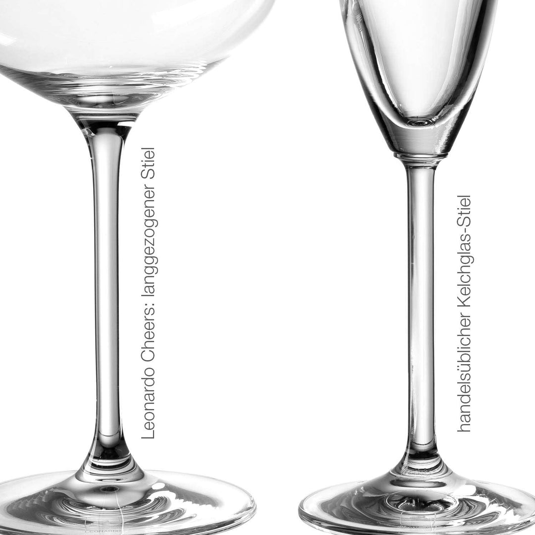 Leonardo Cheers Sekt-Schalen, 6er Set, spülmaschinenfeste Champagner-Gläser, Sekt-Schalen mit gezoge