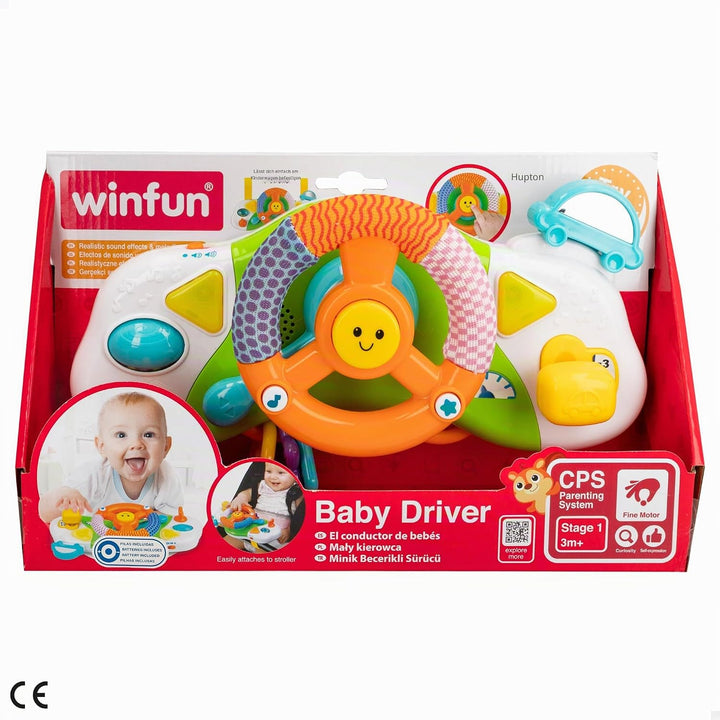winfun 40300 Lenkrad für Kinderwagen, Simulator, Auto, Mehrfarbig, 1 Stück Auto-Simulator + 6 Monate