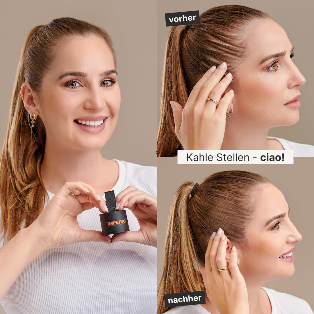 IMPERIO Ansatzpuder - Haar Concealer zur Haarverdichtung für Frauen und Männer, wasserfestes Haar Ma