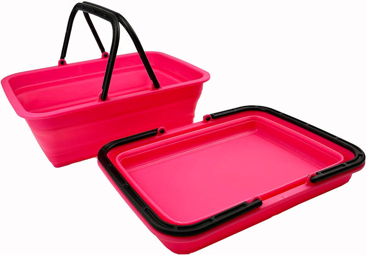 SAMMART 8L Zusammenklappbarer Korb mit Griff – Tragbarer Outdoor-Picknickkorb/Krater – Faltbare Eink