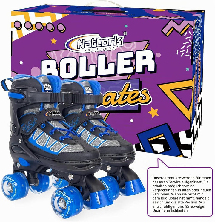 Nattork Kinder Rollschuhe für Mädchen, Jungen und Anfänger, 4 Grössen Verstellbare Rollschuhe mit Le