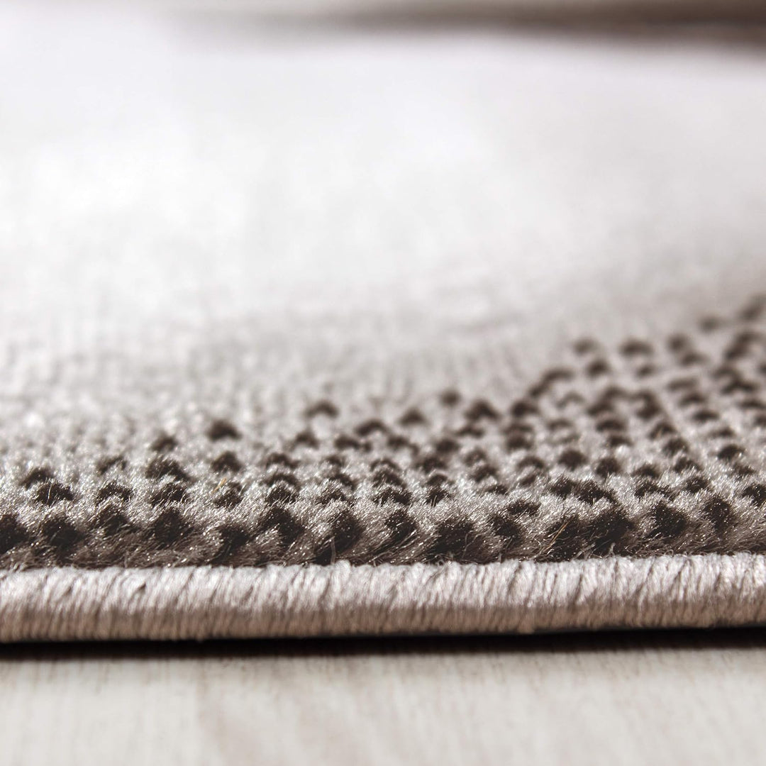 HomebyHome Teppich 80x300 cm Braun Kurzflor Abstrakt Wellen Design Moderner Läufer für Wohnzimmer Sc
