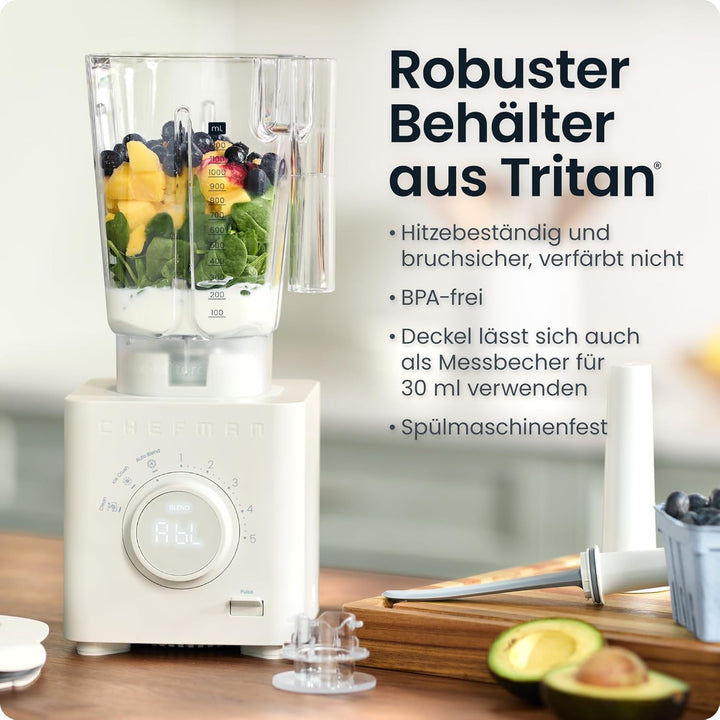 Chefman Obliterator 1.2L Standmixer für Smoothies, 1350W Motor zum Zerkleinern von Eis, Nüssen und g