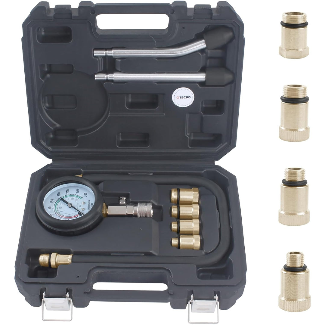 TECPO Kompressionstester für Benzin Motor 0-20 Bar Kompression Prüfer messen Werkzeug