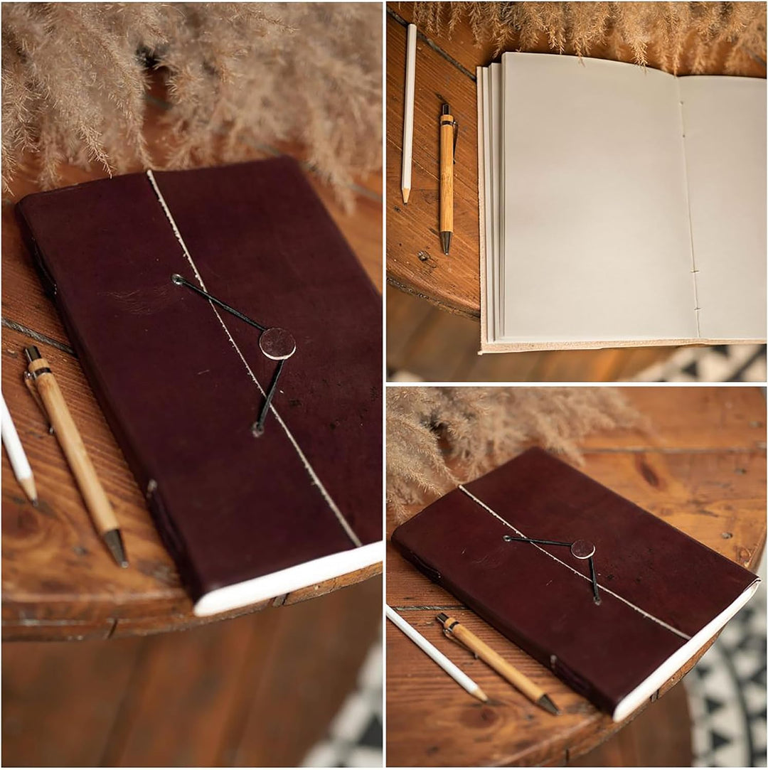 Gusti Leder nature Buch Notizblock Tagebuch Skizzenbuch Kladde Traditionell Gross Lederaccessoire Fo