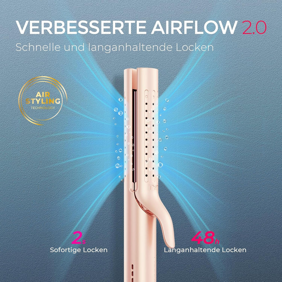 TYMO Airflow Glätteisen Locken und Glätten - Ionen Haarglätter und Lockenstab 2 in 1 für Schnell Glä