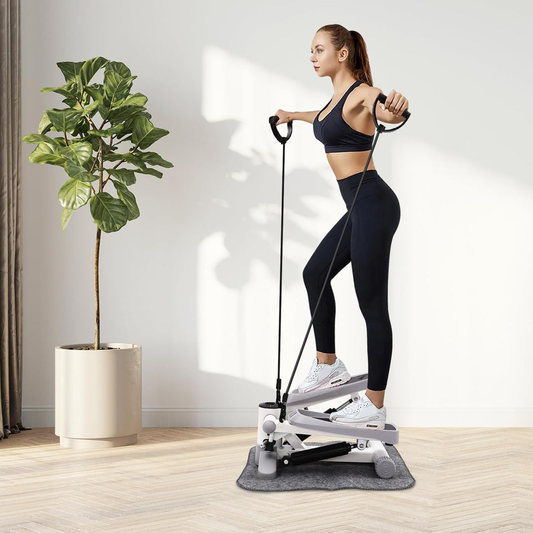 Mini Stepper mit Widerstandsbändern, Treppenstepper Swing Stepper 150kg Einstellbare Höhe LED-Displa
