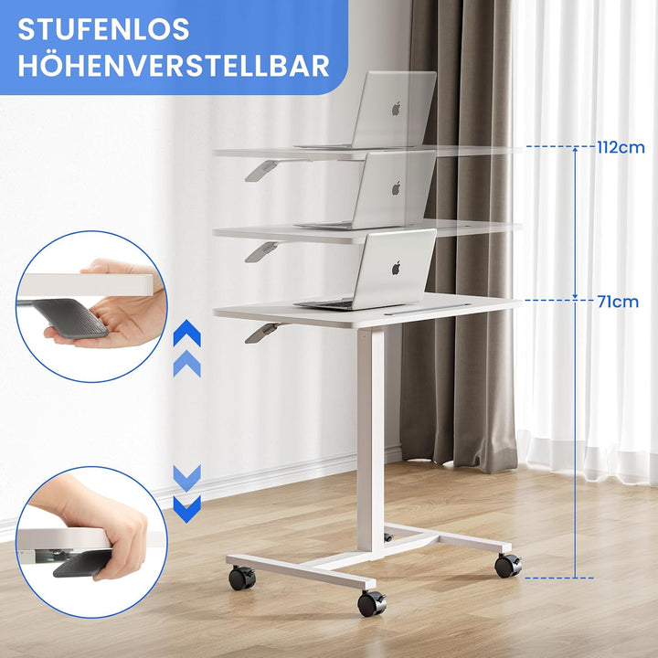 Dripex Computertisch höhenverstellbar mit Rollen, Nut für Tablet oder Handy | Steh-Sitz PC Tisch, Sc