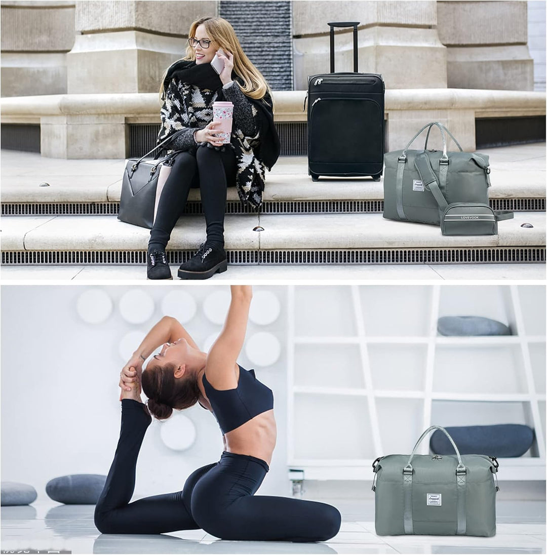LOVEVOOK Reisetasche Damen 30L Sporttasche Handgepäck Tasche Weekender Bag Schwimmtasche Wasserdicht